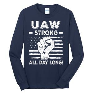 UAW Strike USA Flag Red United Auto Workers Picket Sign Tall Long Sleeve T-Shirt