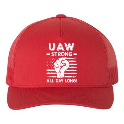 UAW Strike USA Flag Red United Auto Workers Picket Sign Yupoong Adult 5-Panel Trucker Hat