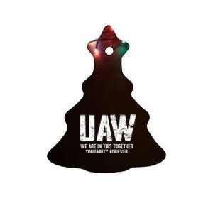 UAW Strike United Auto Workers Union UAW Strong Red T Ceramic Tree Ornament