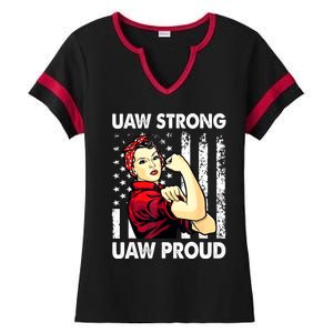 UAW Strong UAW Proud Union Pride UAW Laborer Worker Ladies Halftime Notch Neck Tee