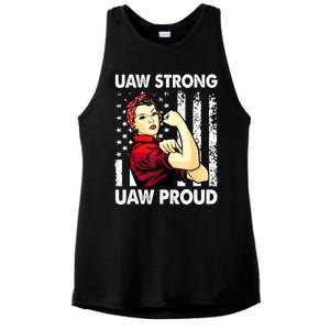 UAW Strong UAW Proud Union Pride UAW Laborer Worker Ladies PosiCharge Tri-Blend Wicking Tank