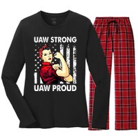 UAW Strong UAW Proud Union Pride UAW Laborer Worker Women's Long Sleeve Flannel Pajama Set 