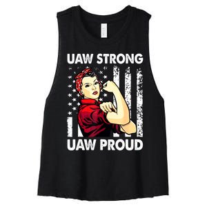 UAW Strong UAW Proud Union Pride UAW Laborer Worker Women's Racerback Cropped Tank