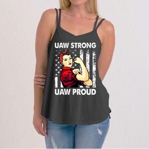 UAW Strong UAW Proud Union Pride UAW Laborer Worker Women's Strappy Tank