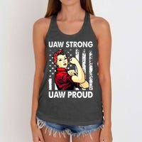 UAW Strong UAW Proud Union Pride UAW Laborer Worker Women's Knotted Racerback Tank