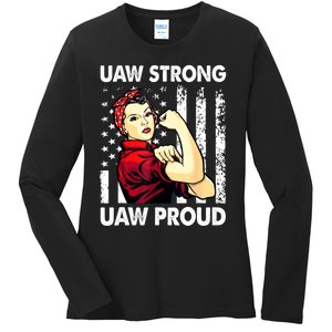 UAW Strong UAW Proud Union Pride UAW Laborer Worker Ladies Long Sleeve Shirt