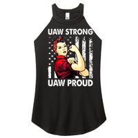 UAW Strong UAW Proud Union Pride UAW Laborer Worker Women's Perfect Tri Rocker Tank