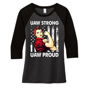 UAW Strong UAW Proud Union Pride UAW Laborer Worker Women's Tri-Blend 3/4-Sleeve Raglan Shirt