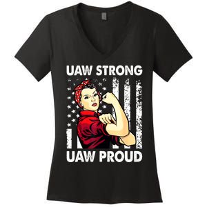 UAW Strong UAW Proud Union Pride UAW Laborer Worker Women's V-Neck T-Shirt