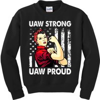 UAW Strong UAW Proud Union Pride UAW Laborer Worker Kids Sweatshirt