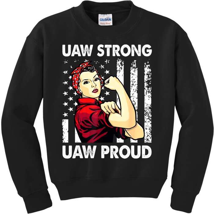 UAW Strong UAW Proud Union Pride UAW Laborer Worker Kids Sweatshirt