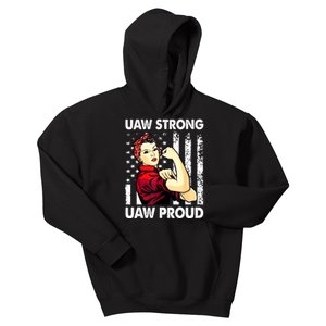 UAW Strong UAW Proud Union Pride UAW Laborer Worker Kids Hoodie