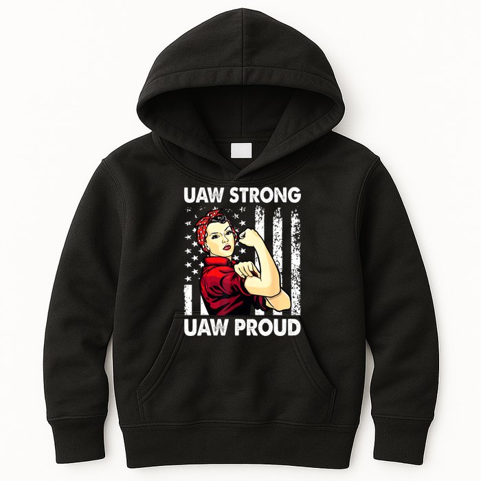 UAW Strong UAW Proud Union Pride UAW Laborer Worker Kids Hoodie