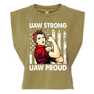 UAW Strong UAW Proud Union Pride UAW Laborer Worker Garment-Dyed Women's Muscle Tee