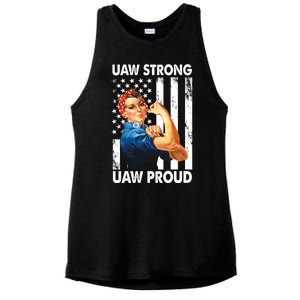 Uaw Strong Uaw Proud Union Member Strong Ladies PosiCharge Tri-Blend Wicking Tank