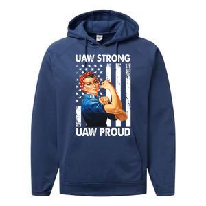 Uaw Strong Uaw Proud Union Member Strong Performance Fleece Hoodie