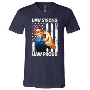 Uaw Strong Uaw Proud Union Member Strong V-Neck T-Shirt