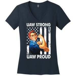 Uaw Strong Uaw Proud Union Member Strong Women's V-Neck T-Shirt