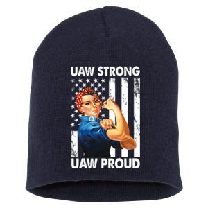 Uaw Strong Uaw Proud Union Member Strong Short Acrylic Beanie