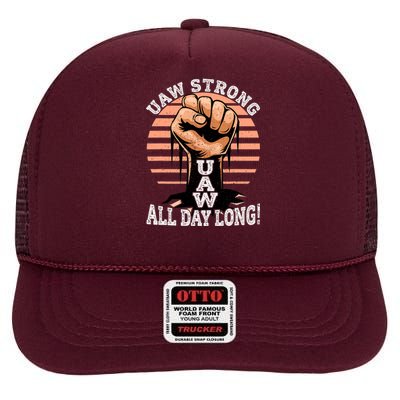 UAW Strong UAW Proud Union Pride UAW Laborer Worker High Crown Mesh Back Trucker Hat