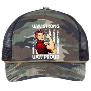 UAW Strong UAW Proud Union Pride UAW Laborer Worker Retro Rope Trucker Hat Cap