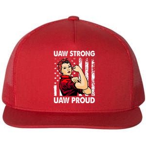 UAW Strong UAW Proud Union Pride UAW Laborer Worker Flat Bill Trucker Hat