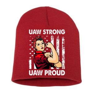 UAW Strong UAW Proud Union Pride UAW Laborer Worker Short Acrylic Beanie