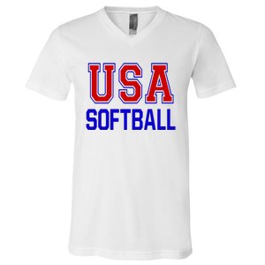 Usa Softball V-Neck T-Shirt