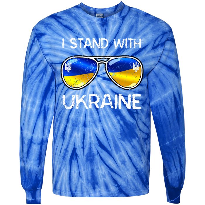 Ukrainian Support Ukraine I Stand With Ukraine Flag Vintage Cute Gift Tie-Dye Long Sleeve Shirt