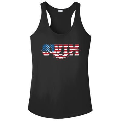 Usa Swimming Vintage Style Swim Us Flag With Swimmer Gift Ladies PosiCharge Competitor Racerback Tank