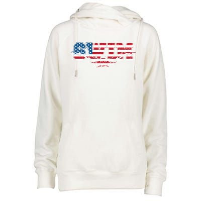 Usa Swimming Vintage Style Swim Us Flag With Swimmer Gift Womens Funnel Neck Pullover Hood