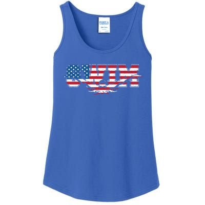 Usa Swimming Vintage Style Swim Us Flag With Swimmer Gift Ladies Essential Tank