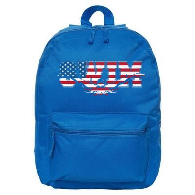 Usa Swimming Vintage Style Swim Us Flag With Swimmer Gift 16 in Basic Backpack