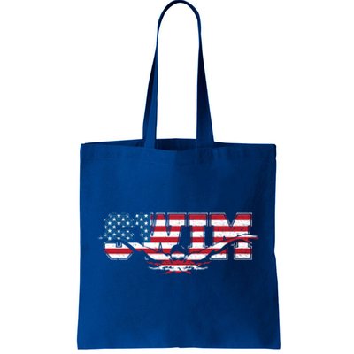 Usa Swimming Vintage Style Swim Us Flag With Swimmer Gift Tote Bag