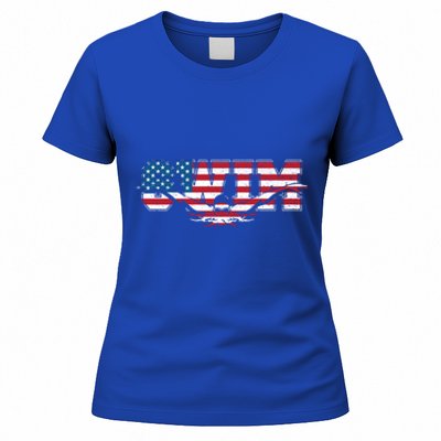 Usa Swimming Vintage Style Swim Us Flag With Swimmer Gift Women's T-Shirt