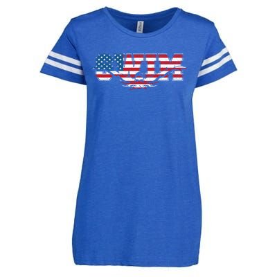 Usa Swimming Vintage Style Swim Us Flag With Swimmer Gift Enza Ladies Jersey Football T-Shirt