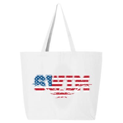 Usa Swimming Vintage Style Swim Us Flag With Swimmer Gift 25L Jumbo Tote