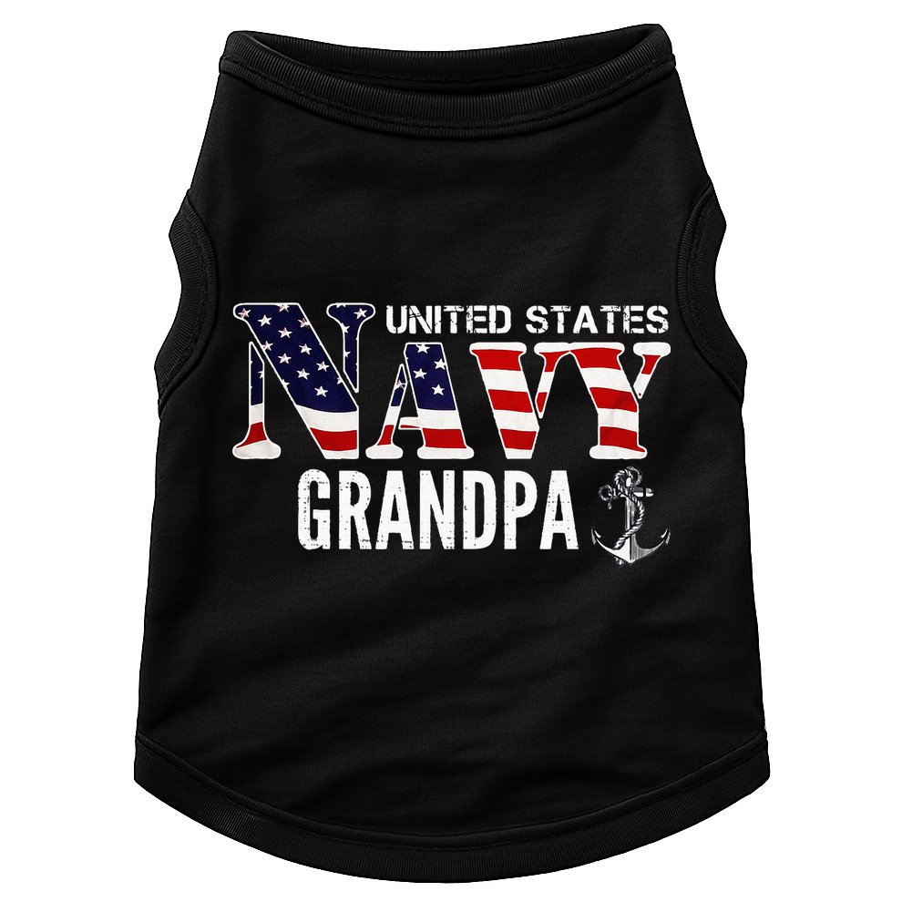 United States Vintage Navy With American Flag Grandpa Gift Doggie Tank