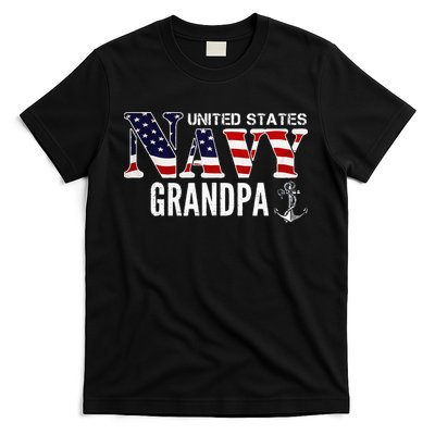 United States Vintage Navy With American Flag Grandpa Gift T-Shirt