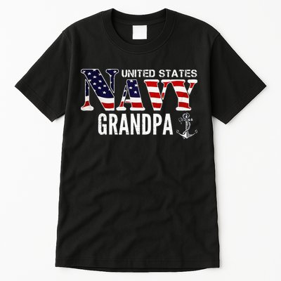 United States Vintage Navy With American Flag Grandpa Gift Tall T-Shirt