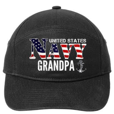 United States Vintage Navy With American Flag Grandpa Gift 7-Panel Snapback Hat