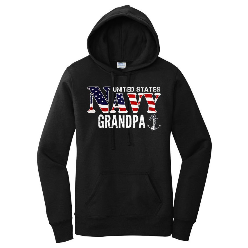 United States Vintage Navy With American Flag Grandpa Gift Women's Pullover Hoodie