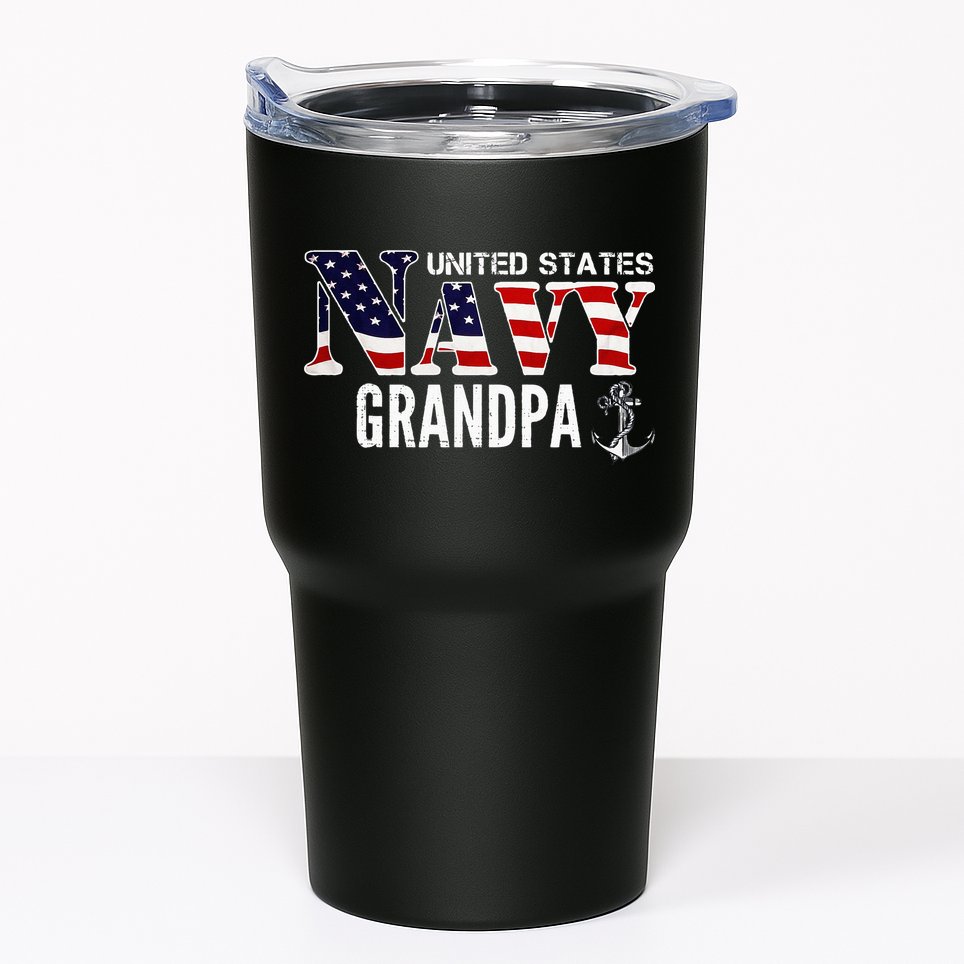 United States Vintage Navy With American Flag Grandpa Gift Tumbler