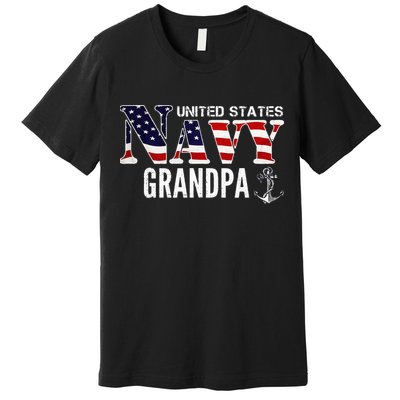 United States Vintage Navy With American Flag Grandpa Gift Premium T-Shirt