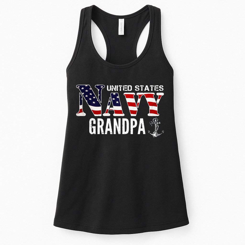 United States Vintage Navy With American Flag Grandpa Gift Womens Tank Top