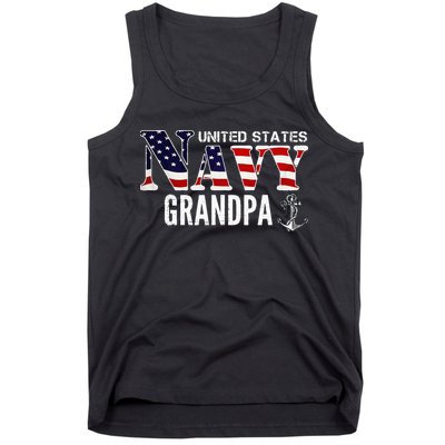 United States Vintage Navy With American Flag Grandpa Gift Tank Top