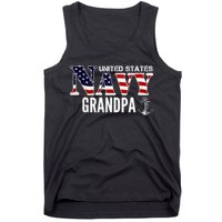 United States Vintage Navy With American Flag Grandpa Gift Tank Top