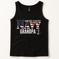 United States Vintage Navy With American Flag Grandpa Gift Tank Top