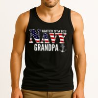 United States Vintage Navy With American Flag Grandpa Gift Tank Top