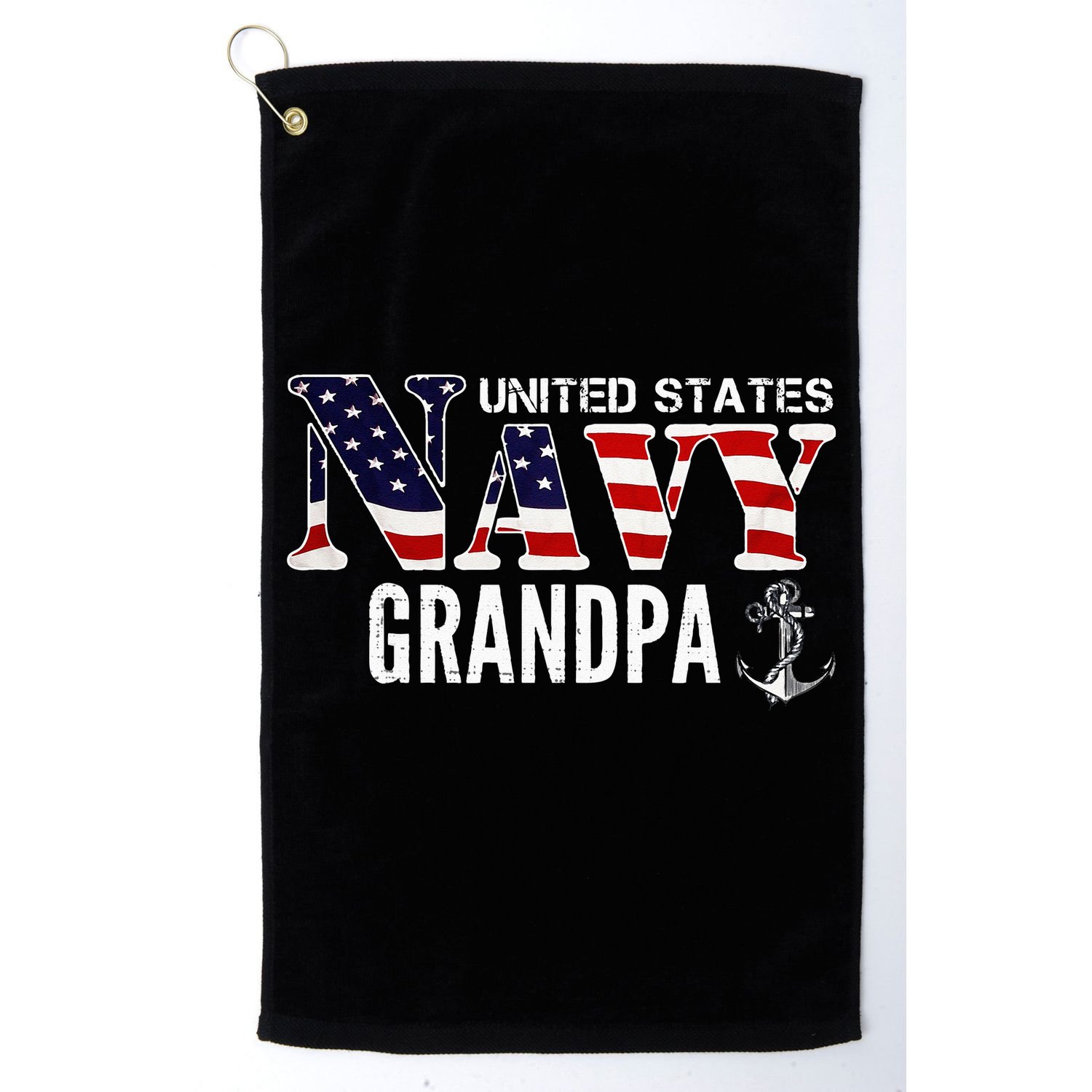 United States Vintage Navy With American Flag Grandpa Gift Golf Towel